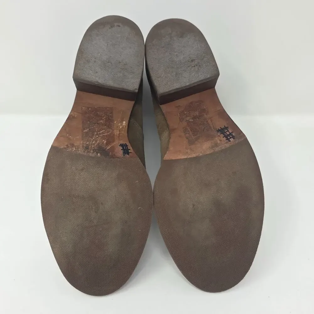 Tory Burch Siena Bootie Womens 9M Brown River Rock embossed Logo Boho Western